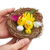 Easter Fur Chicks Mini Plush Simulation Chick Bunny Ornament with Nest Furry Animals Toy Easter Egg Filler for Kids DIY Home Garden Decoration