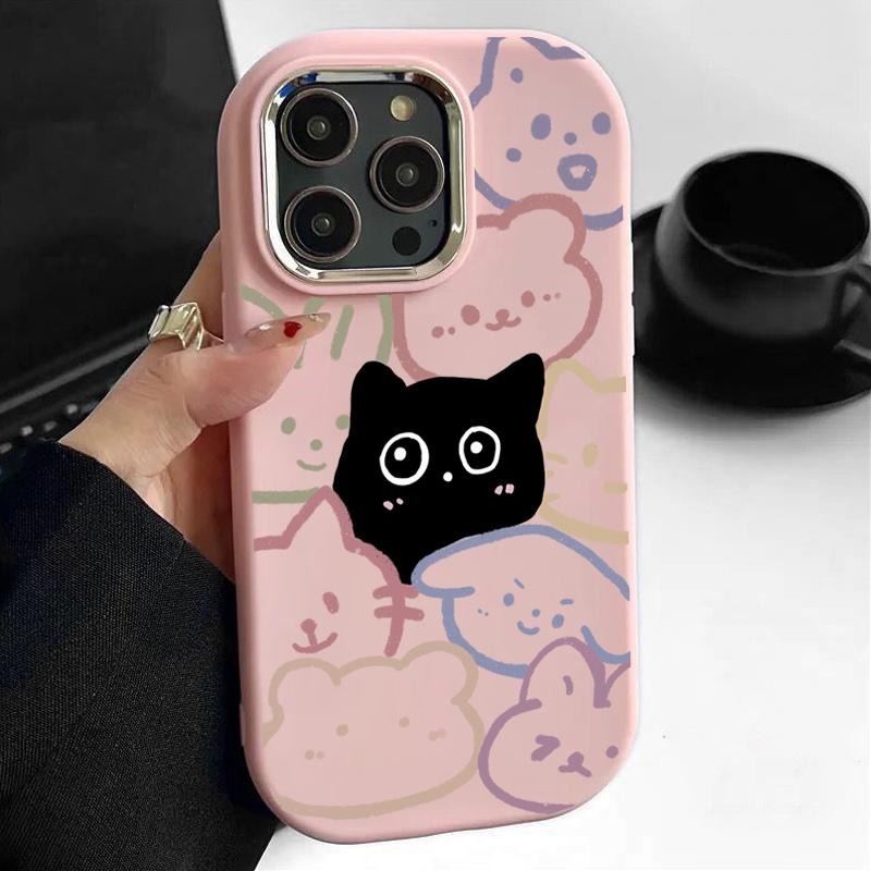 Милый Черный Кот Мягкий Чехол Для Samsung S25 S24 S23 S22 Plus Ultra S23 S24 S20 S21FE A16 A53 A32 A51 A71 A31 A24 Note 20Ultra Чехол
