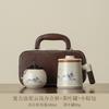 New Chinese Ru kiln office cup portable tea separation tea cup simple wooden handle with lid tea cup light luxury gift box