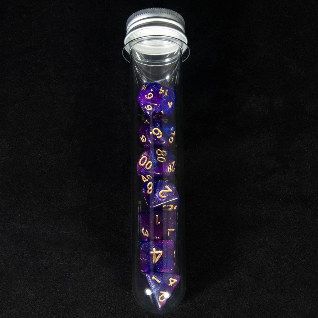 Cosmic Dice 7pcs DND Polyhedral Dice with Tube for Board Games /Teaching Math Party Accessories Multi Sided Dices Set