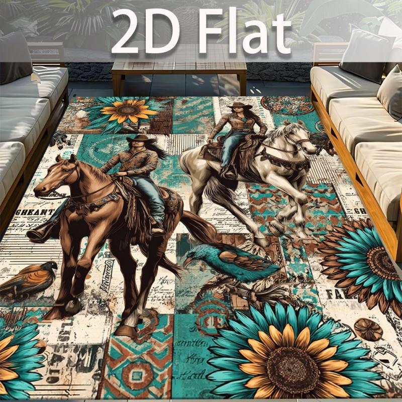 Colorful Graffiti Skier Print Area Rug Non Slip Large Floor Mat For Living Room Ski Style Home Decor