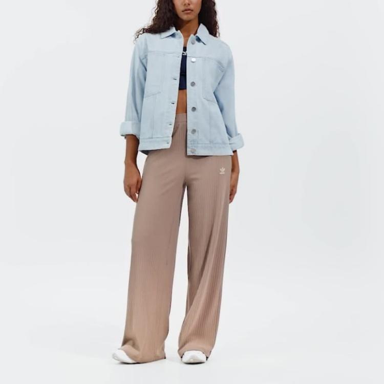 Adidas Оригинальная однотонная однобортная джинсовая куртка свободного кроя с длинным рукавом Женские куртки Синяя JD4753