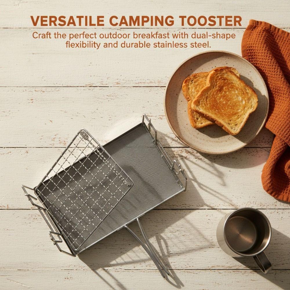 With Handle Toaster Rack Foldable Outdoor Toaster Durable Camping Stove Toaster  Camping