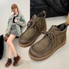 Новые туфли на плоской подошве для женщин, Ретро повседневные туфли на шнуровке больших размеров, Ботильоны из мягкой кожи