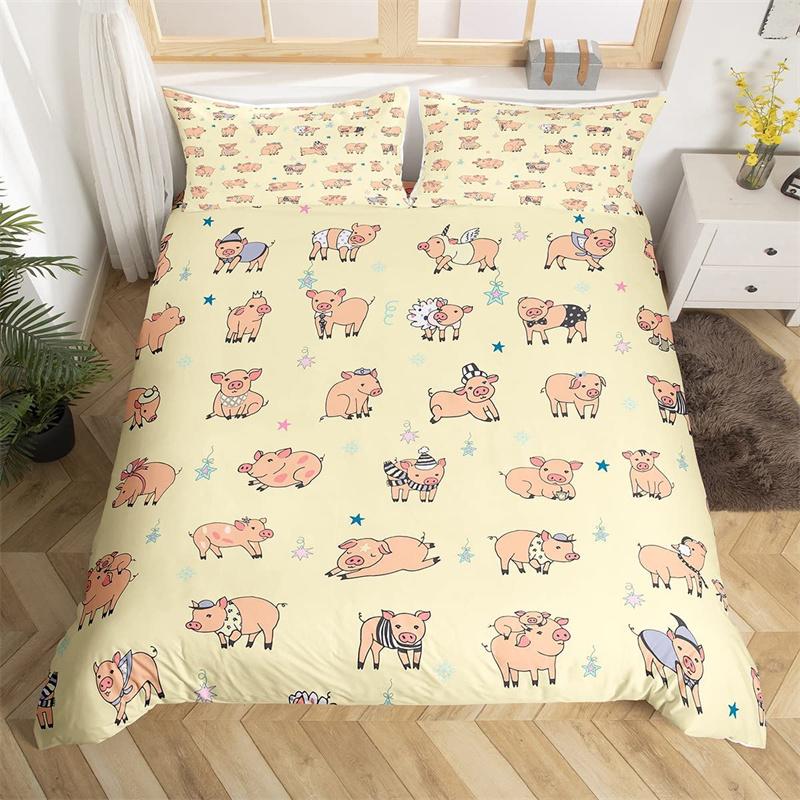 Cartoon Animal Duvet Cover Twin King Cute Cat Bedding Set Microfiber Paw Butterfly Floral Comforter Cover For Kids Girl Bedroom