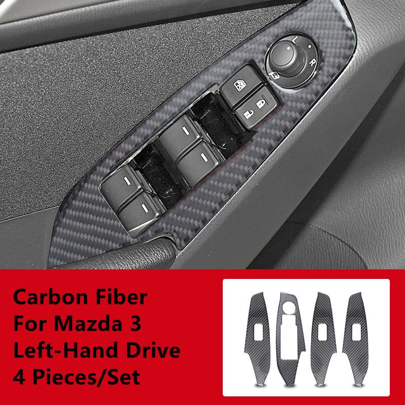 Углеродное волокно автомобильная дверь, панель переключения передач, центральное управление, декоративная крышка, наклейки для салона автомобиля Mazda 3 Axela