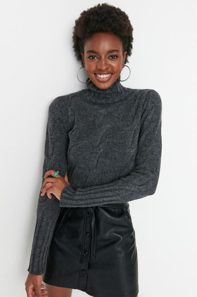 Женский свитер в элегантном стиле, мягкий текстурированный укороченный трикотаж с камнем, свитер