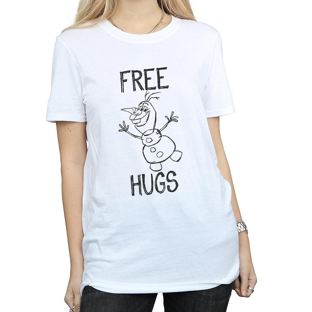 frozen Womens/Ladies Free Hugs Olaf Cotton Boyfriend T-Shirt