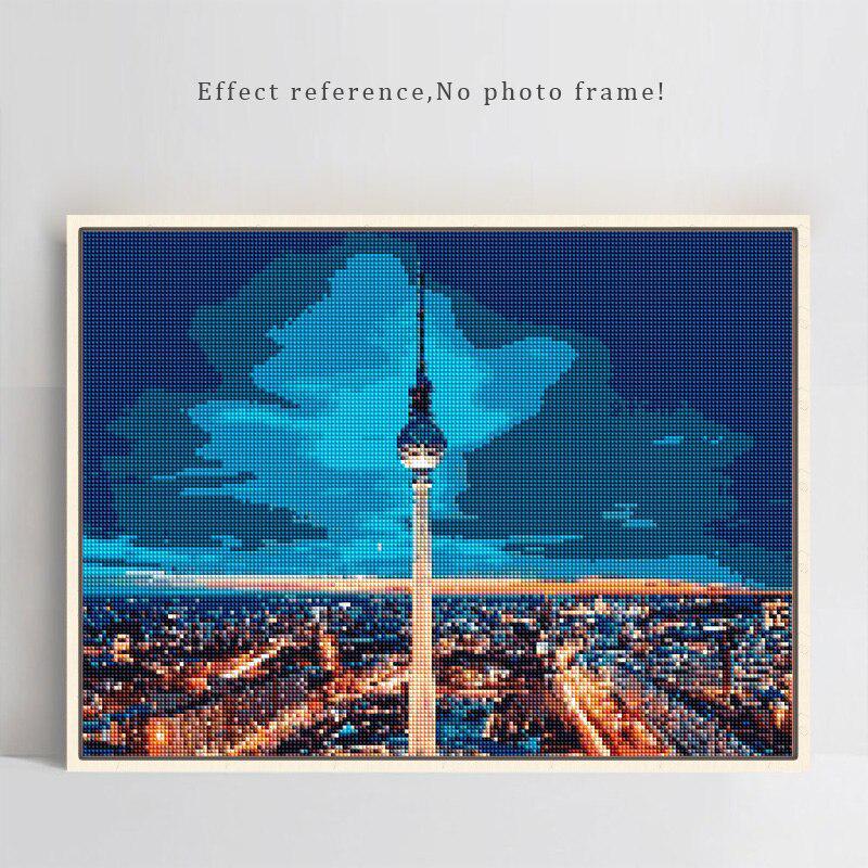 Diamond Embroidery Diamond Painting TV Tower Landscape Full Drill Round 5D DIY Picture of Rhinestone
