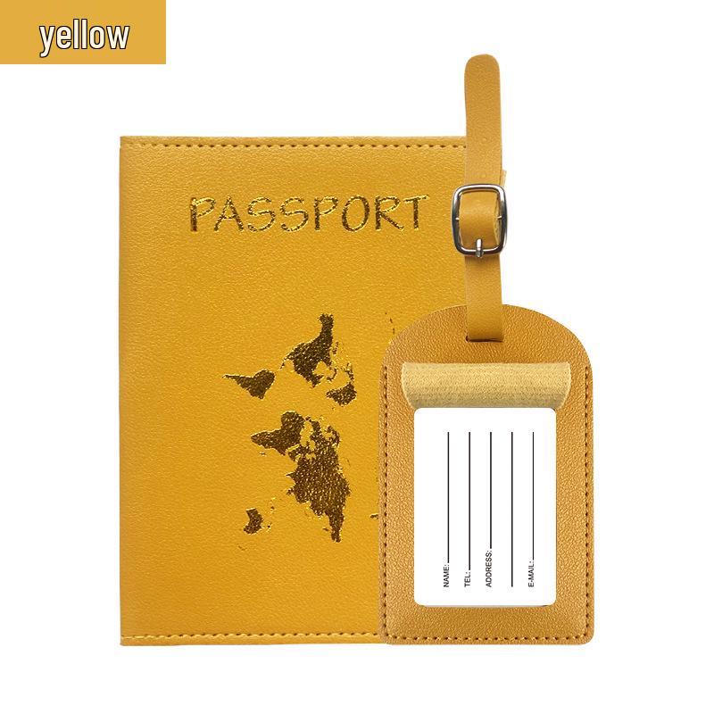 Customizable PU Leather Passport Cover with Hot Stamped Logo, Map, Luggage Tag, & Passport Holder Set
