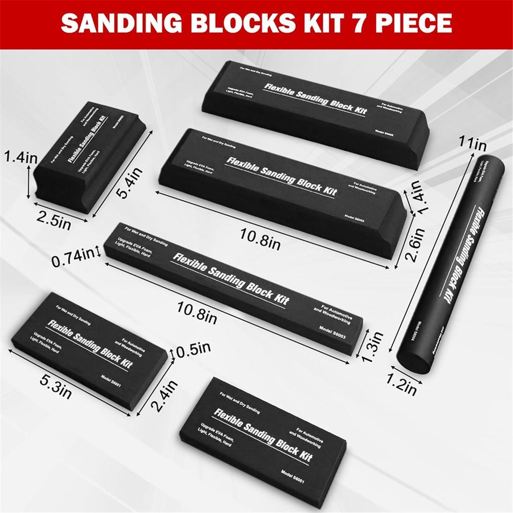 Набор sanding block из 7 штук с листами наждачной бумаги, ручные абразивы, набор sanding block для кузова автомобиля, для шлифовки автомобильной краски