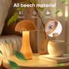 Portable Cordless Wooden Mushroom Lamp with Touch Switch, Small Size, Rechargeable, Stepless Dimming, 360-Degree Rotation, Perfect As a Birthday Gift