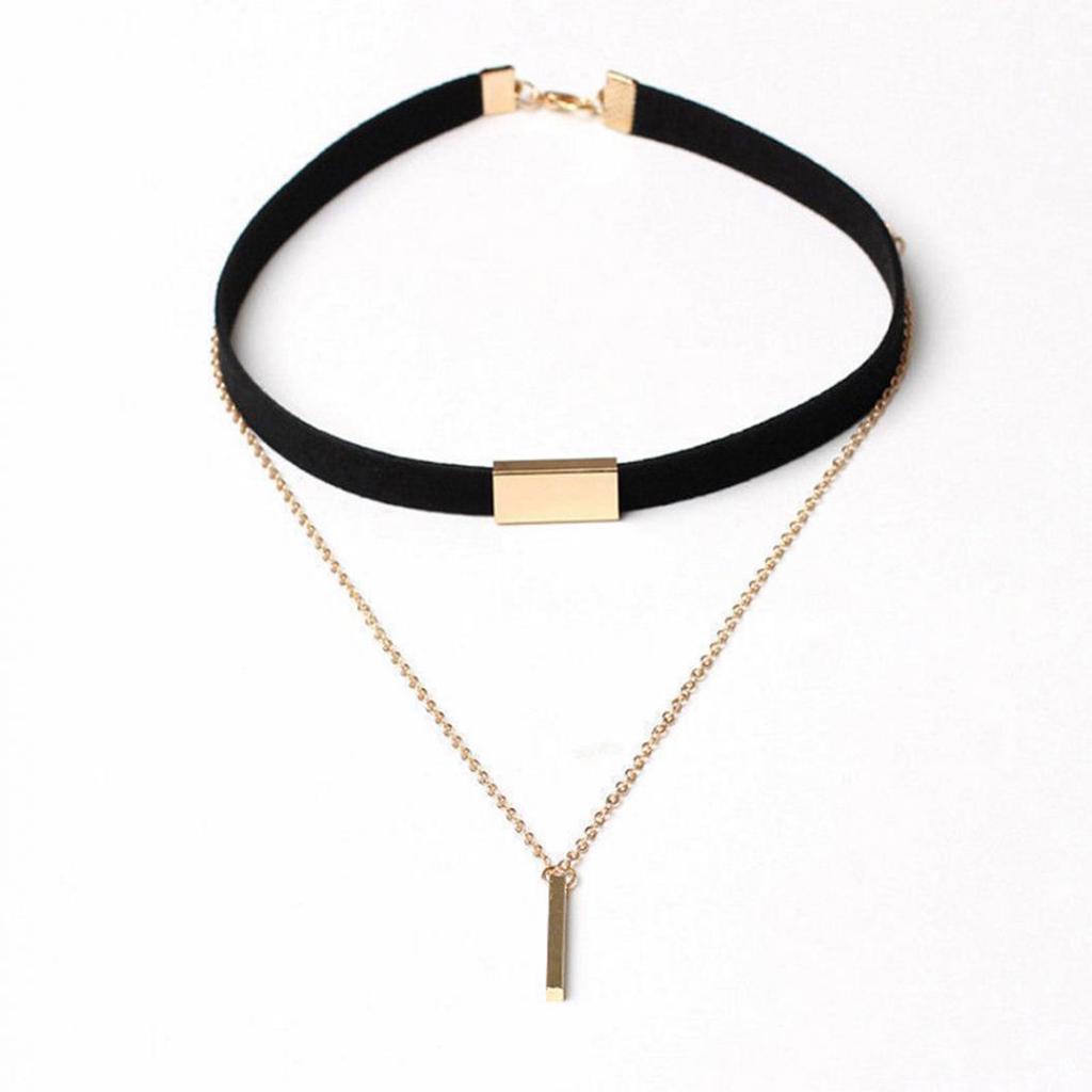 Винтажное женское колье из искусственной замши в стиле панк, полированный барный кулон, короткое ожерелье, ювелирные изделия