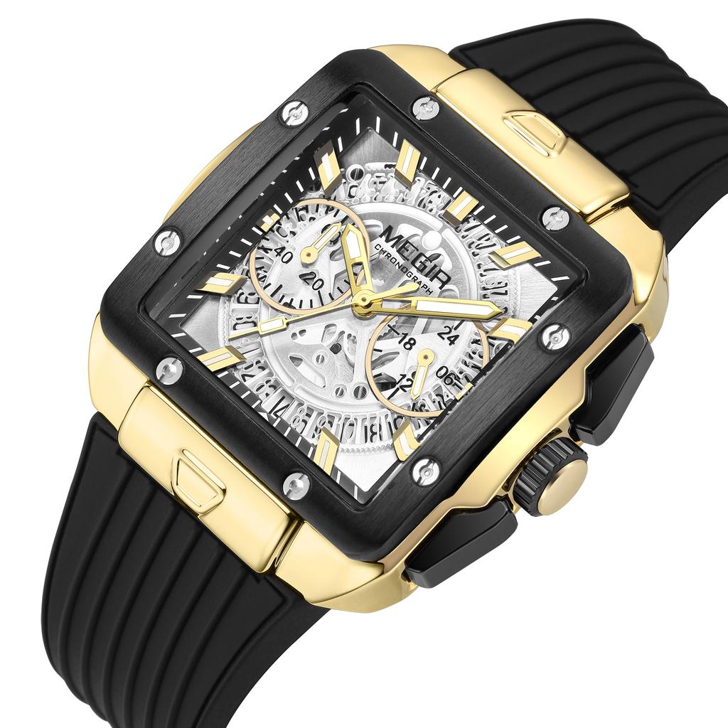 Часы для мужчин Роскошные спортивные кварцевые наручные часы с силиконовым ремешком Светящиеся стрелки Дата Мужской хронограф Часы Reloj Hombr