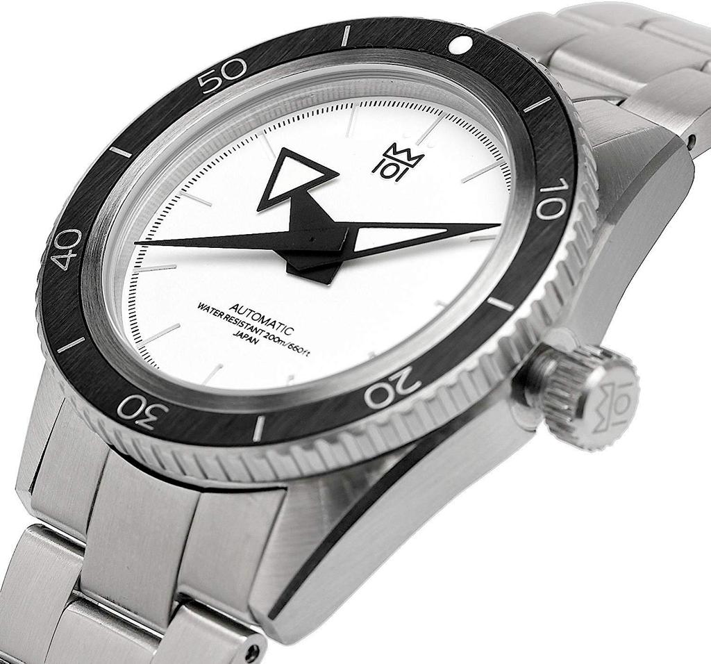 Часы, сделанные в Японии, автоматические, водонепроницаемые, глубина 200 м, вращающийся в обратном направлении безель, 40 мм, белые [HYAKUICHI 101], мужские, для дайвинга, с автоподзаводом