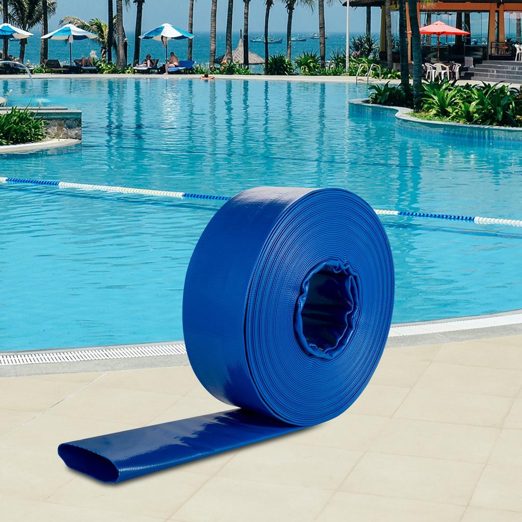 VEVOR Discharge Hose, 76 mm x 32 m, PVC Lay Flat Hose, Heavy Duty Backwash Drain Hose with Clamps, Weather-proof & Burst-proof