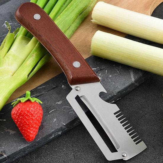 2Pcs Multifunctional Vegetable Ergonomic Peeler Peeler Stainless Wooden Handle Steel Blade Kitchen