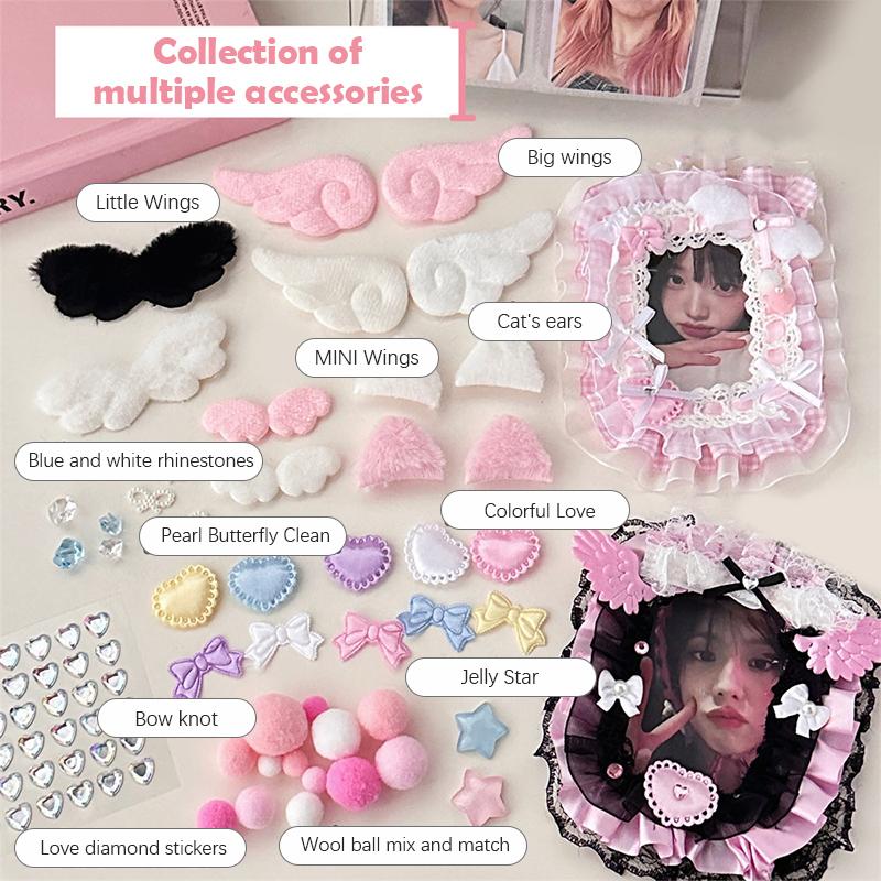 10 шт. милые мультяшные крылья бант звезда крышка карты украшения милые самодельные заколки для волос аксессуары подарок самодельные швейные материалы