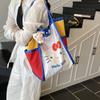Cute Mesh Bag Cartoon Contrasting Color Environmental Protection Bag Large Capacity Cat Tote Bag Lightweight Foldable Storage Bag
