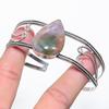 Natural Indian Moss Agate Gemstone 925 Sterling Silver Cuff Bangle Adj H0T95