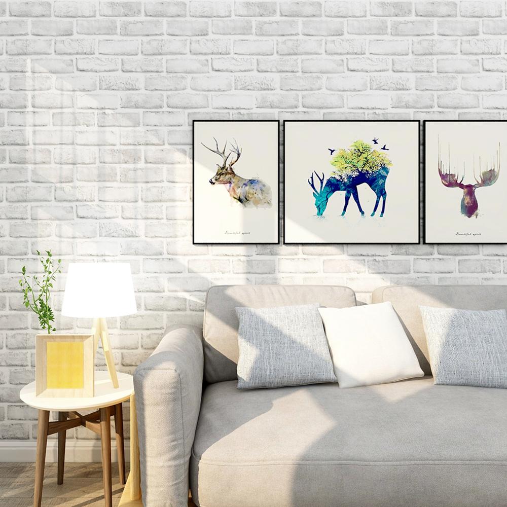 1 шт. 10 м Обои под искусственный кирпич на клейкой основе, Самоклеящаяся контактная бумага, Декоративная наклейка для стен дома, Белый и серый