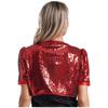 Womens Glitter Sequin Crop Jacket Short Sleeve Open Front Shiny Clubwear Party Outerwear Evening Cover Up