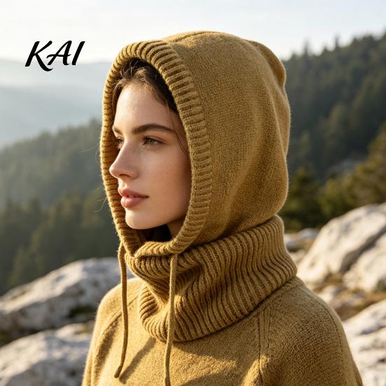 Windproof Ski Mask with Neck Warmer Winter Balaclava Hat for Men And Women, Breathable Face Knitted Hooded Neckerchief, Adjustable Drawstring Thermal