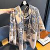 2024 New Retro Printed Butterfly Square Scarf, Women's High End Gift Fashionable Versatile External Decoration Shawl