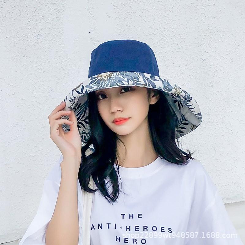 TWINFLAMES Summer Women's Fashion Double-sided Fisherman Hat Outdoor Tide Sunscreen Sun Hat