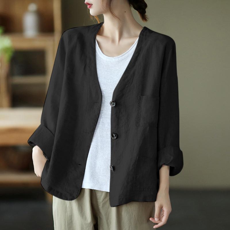 Женский повседневный хлопковый кардиган с тремя пуговицами и длинными рукавами, топ, большой размер, кардиган с длинными рукавами