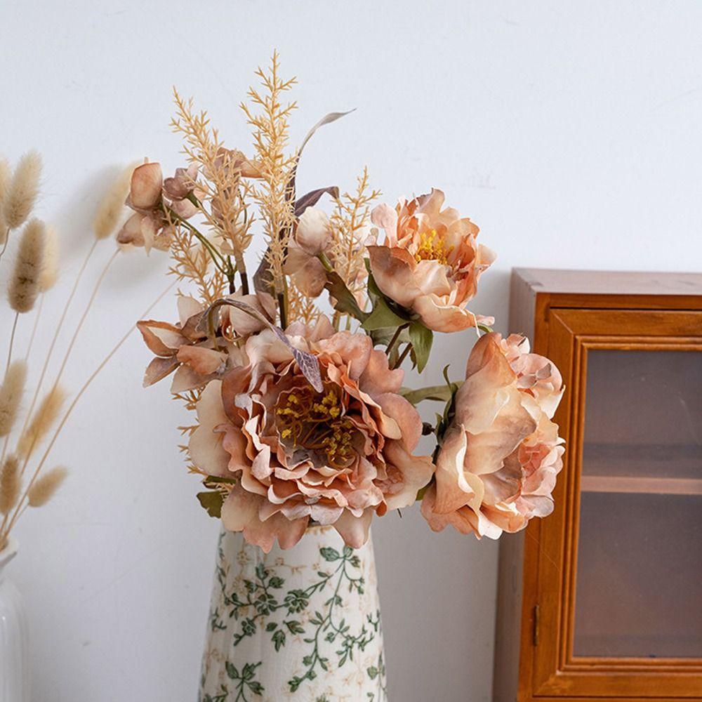 Роскошные шелковые ветки пионов Элегантная имитация пионов Букет искусственных пионов Сувениры для вечеринки