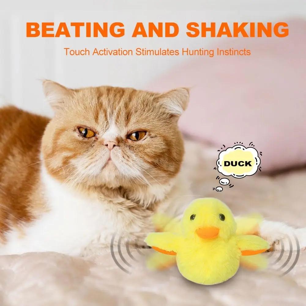 Машущая крыльями утка, игрушки для кошек, интерактивные электрические игрушки-птицы, моющаяся плюшевая игрушка для кошек, датчик вибрации, игрушка для игры кошек