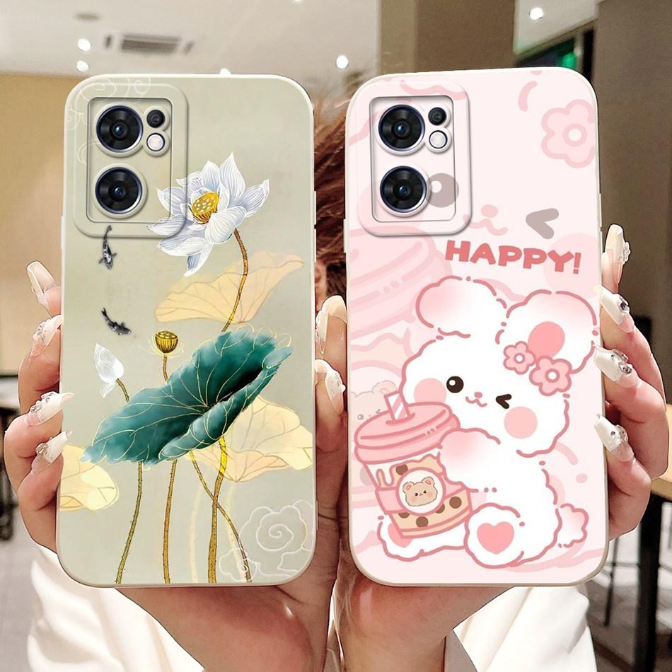 For OPPO Reno7 5G Elegant Sunflower Tulip Printed Phone Case For Oppo Reno 7 5G CPH2371 Soft Silicone Shockproof Cases