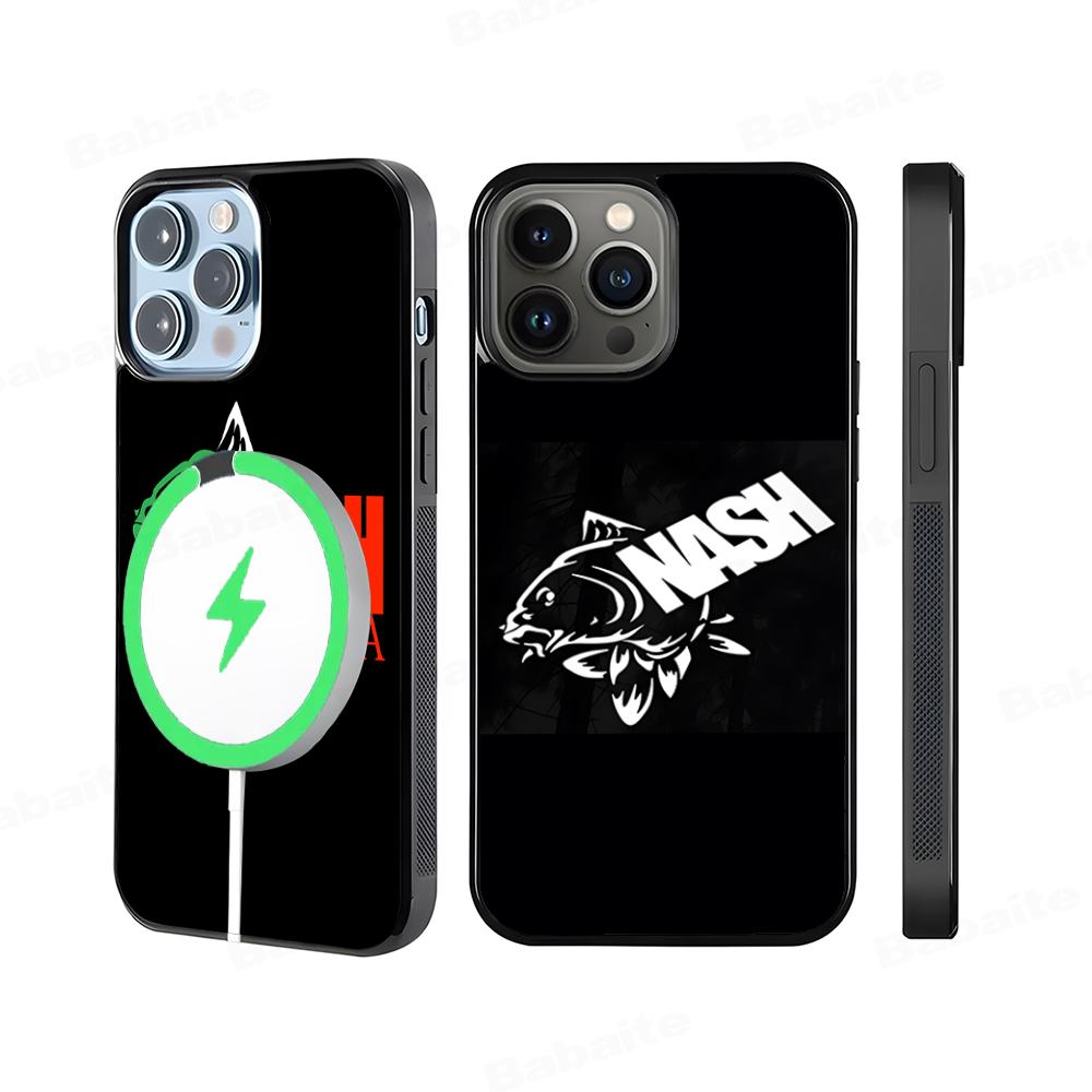 Чехол для телефона с логотипом Nash Fishing, Магнитный чехол для IPhone 16 14 13 12 11 15 Pro Max Plus, Чехол для беспроводной зарядки MagSafe