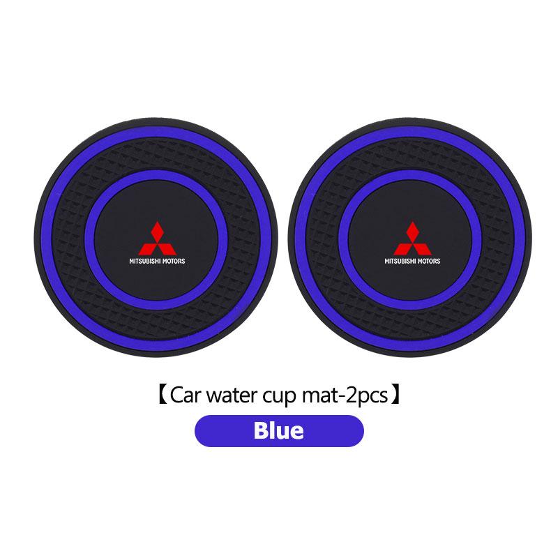 dnsh2 For Mitsubishi 2pcs Car Interior Coaster Non-Slip Water Cup Mat Waterproof Pad Lancer ASX Pajero Mirage Attrage Xpander