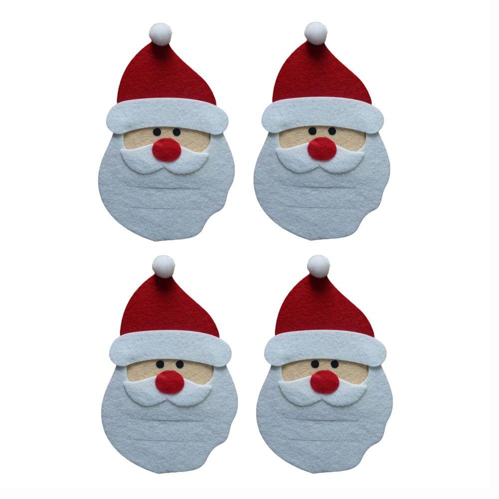 4 шт. Нетканый материал Рождественский держатель для столовых приборов Санта-Клаус Рождественская елка Карман для столовых приборов Сумка для столовых приборов Чехол для столовых приборов с лосем