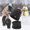 Комплект из 3 предметов: шапка, шарф, перчатки, толстая вязаная теплая шапка, перчатки для сенсорного экрана, эластичная защита ушей, ветрозащитная зимняя шапка для велоспорта, катания на лыжах, купольная шапка для шеи