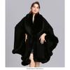 Oversize Winter Big Faux Fox Fur Neck Plus Size Poncho Out Streetwear Women Cloak Pashmina Batwing Sleeves Shawl Coat