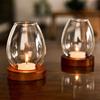 Glass Candle Holders Transparent Table Decoration Ornaments Candlesticks with Cup Cover  Home