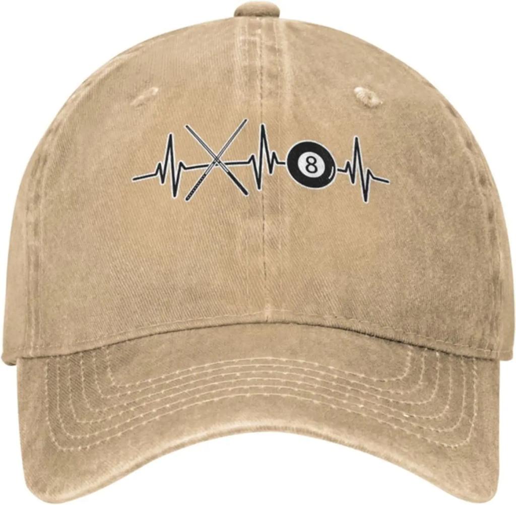 Женская мужская регулируемая бейсболка с бильярдным шаром, 8 киями, узором в виде сердца, джинсовая ткань, кепка с застежкой-молнией