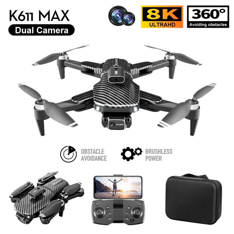 K611 MAX Drone Profissional Brushless Obstacle Avoidance 8K Двойная камера Оптическое позиционирование потока Складной летательный аппарат FPV 2024 Дрон