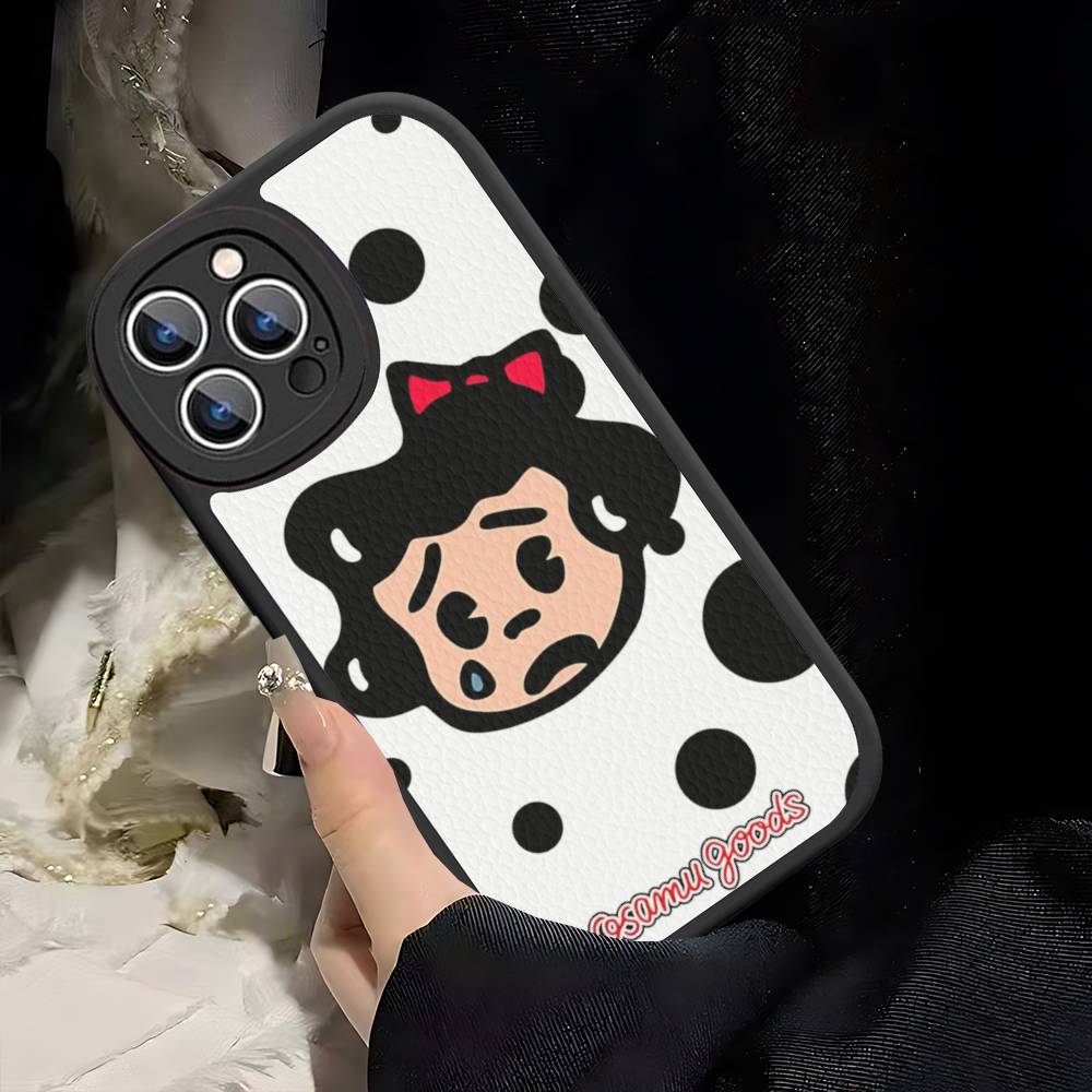 Кавайи O-OSAMU-G-GOODS Милый чехол для телефона для iPhone 16 15 14 13 12 11 Pro Max Plus Мягкий кожаный чехол