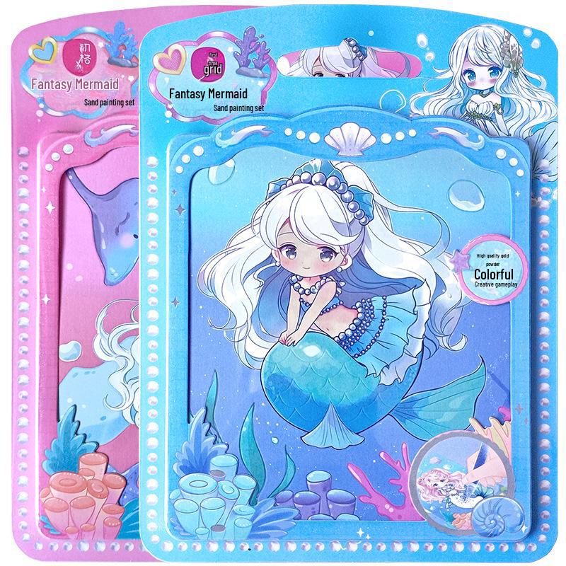 Набор для рисования песком «Мечта русалки»: Набор наклеек принцессы и золотой пудры для детей