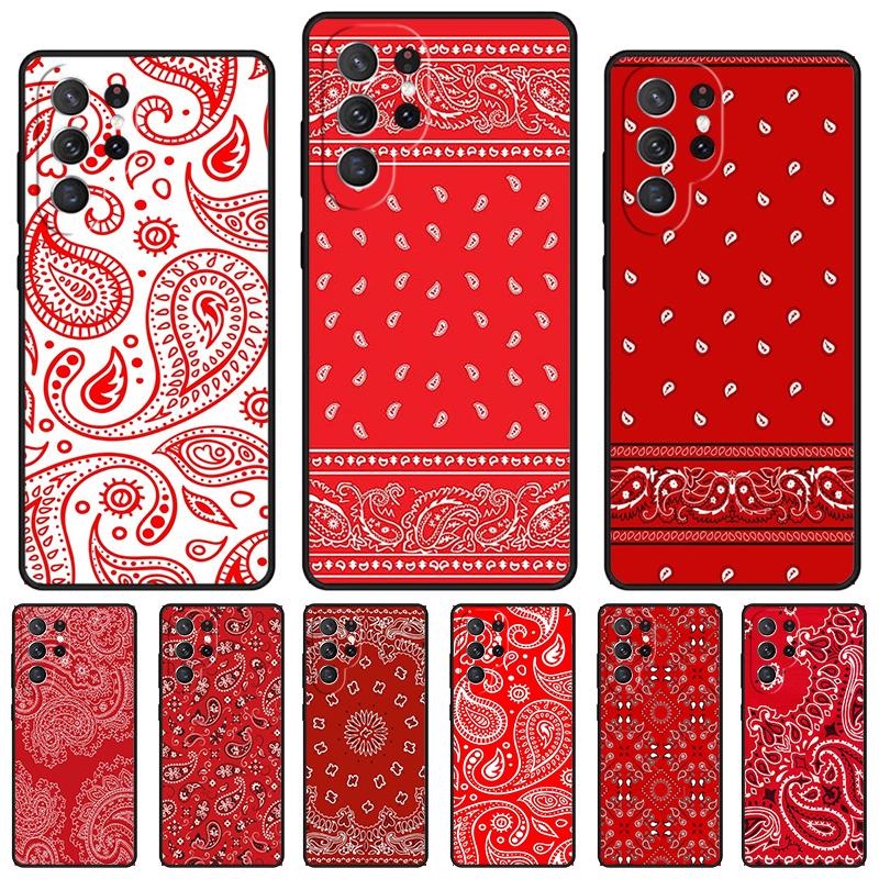 Красная бандана с узором пейсли чехол для телефона Для Samsung Galaxy S24 S25 S23 S22 Ultra Note 10 20 Plus S20 S21 FE Чехол