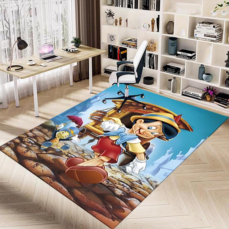 Pinocchio'S Adventure Begins Carpet For Playroom Bedroom Living Room Sofa Home Decorkids Game Area Rug Nonslip Floor Mat