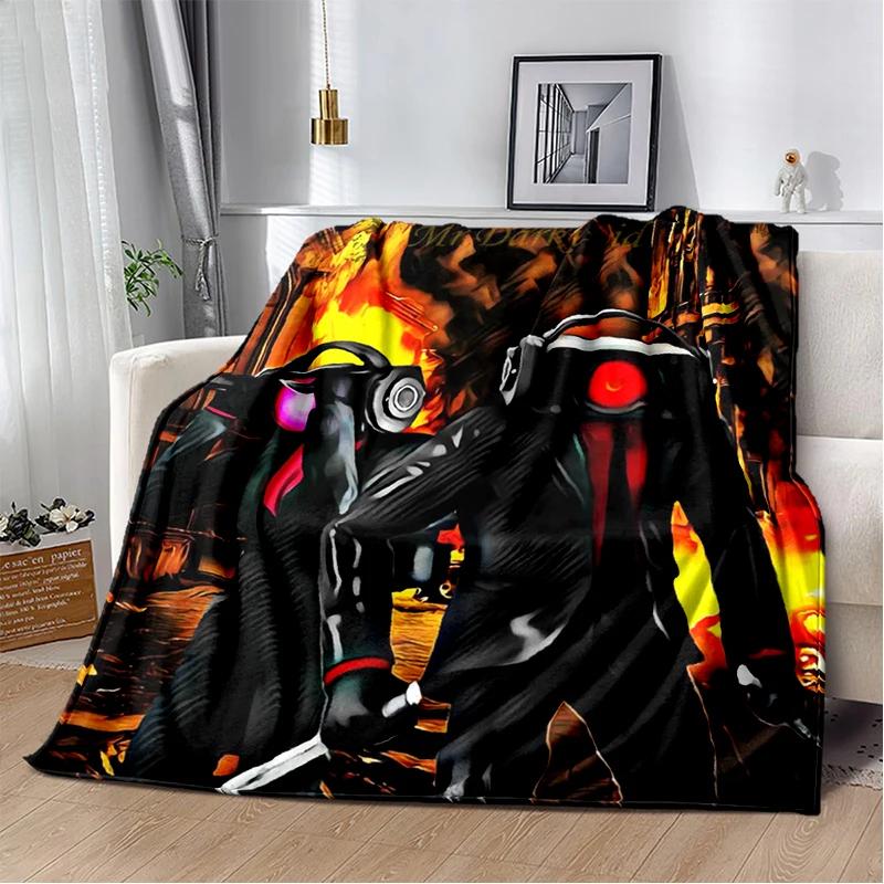 D Skibidi Throw Blanket Speakerman Cameraman TVman Flannel Soft Cozy Blanket for Home Bedroom Bed Sofa Travel Cover Gift