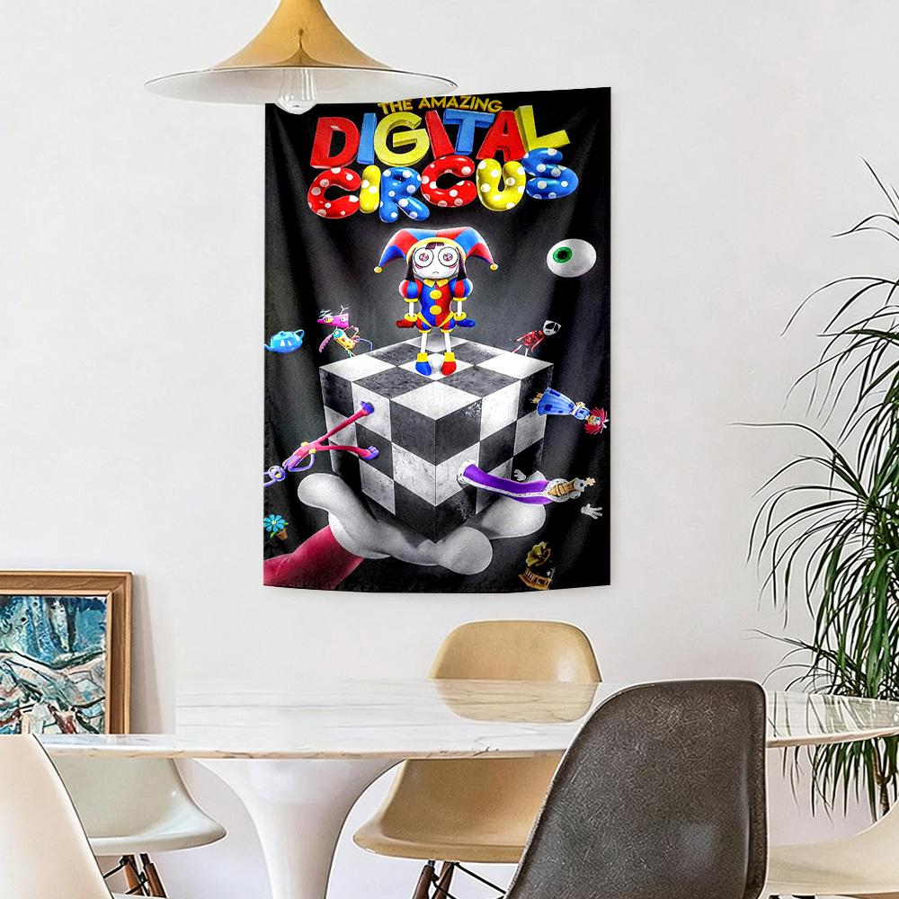 Digital Circus Wall Decor Tapestry Art For Pet Memorial Birthdaywedding Party Backdrop Family Gift