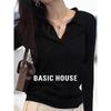 Базовый женский вязаный свитер с V-образным вырезом Basic House