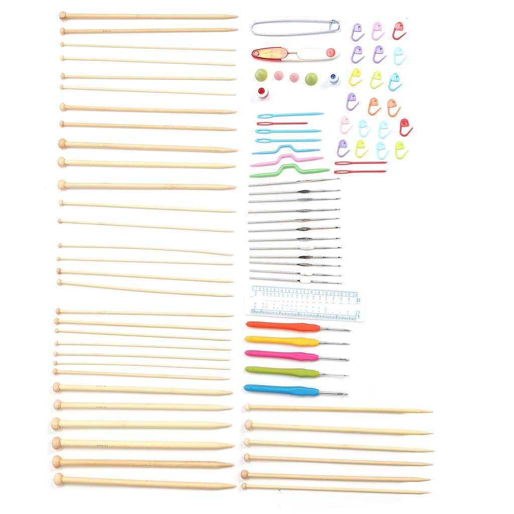 Knitting Kit Ergonomic Design Portable Bamboo Stick Needle with Storage Bag for DIY Enthusiast