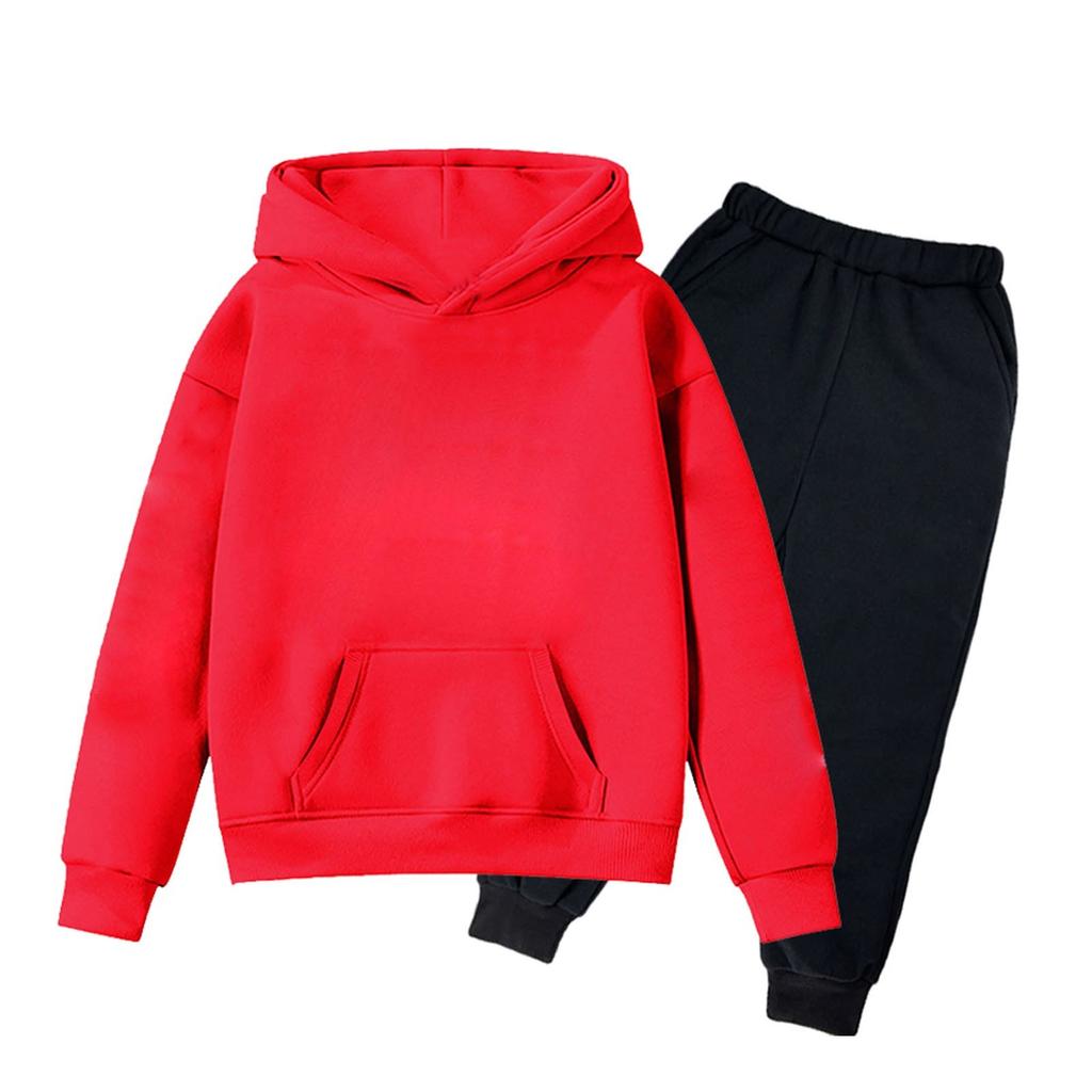 Children's Solid Color Sweatshirt Set (pants + Top)